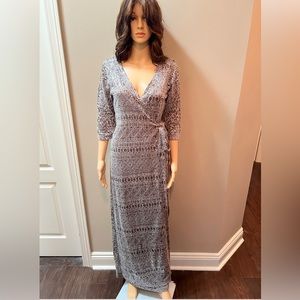 NEW - Rubber Ducky Productions Gray Sequins Wrap Dress SzM